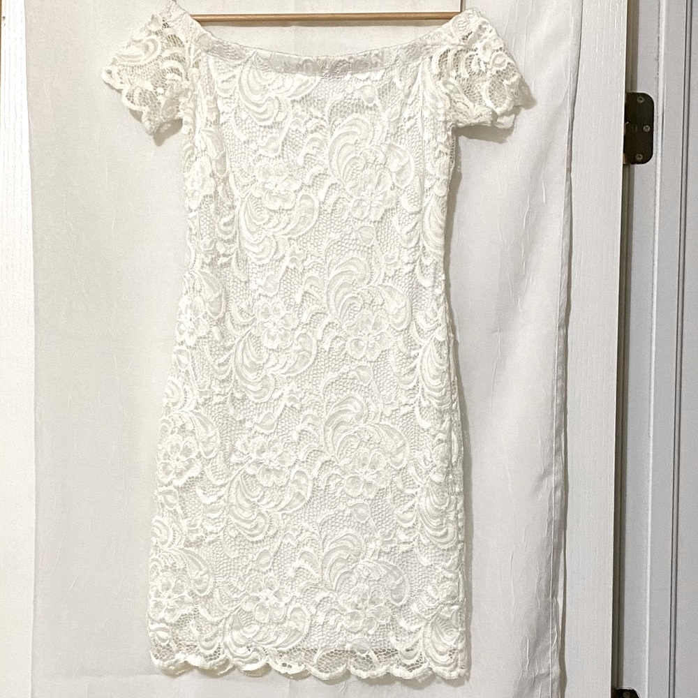 White Lace Off The Shoulder Dress